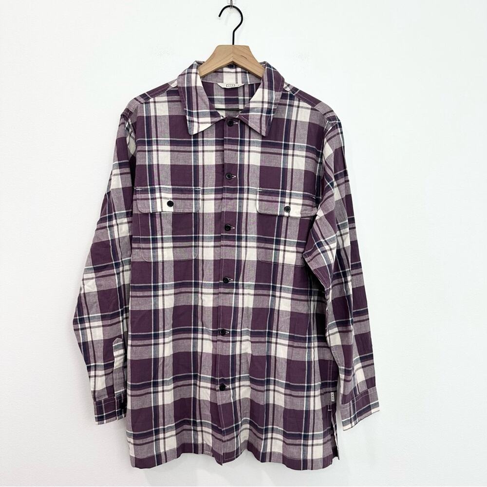 AYR The Captain Shirt Madras Purple Rain Button up Front Pockets Plaid NWOT XL